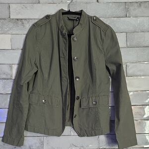 Women's Green Military Denim Style Jacket Size M